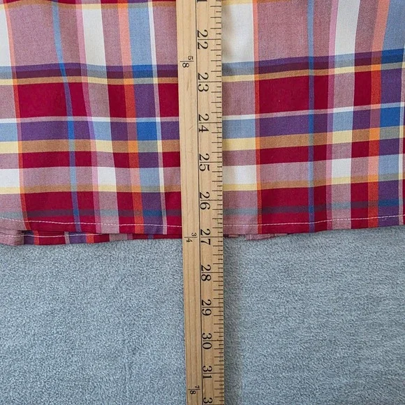 Lauren Ralph Lauren Womens Red Multi Plaid 100% Silk Button Down Shirt Large - Picture 8 of 8